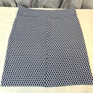 Margaret M navy blue & white diamond pattern stretch pencil skirt size XL